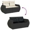 vidaXL Garden Sofa Set Black PE Rattan 9 Piece Garden Sofa Set