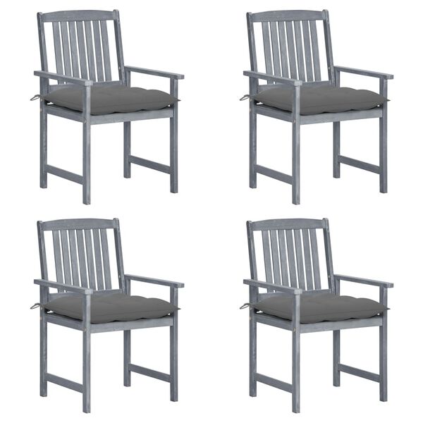 vidaXL Patio Chair Set of 4 Gray with a gray wash finish