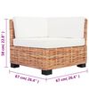 vidaXL Living Room Set Brown and White Natural Rattan and Mahogany Wood