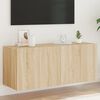 vidaXL TV Wall Stand with LED Lights Sonoma Oak 39.4"x13.8"x16.1"