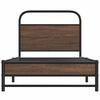 vidaXL Bed Frame Brown Oak Steel, Engineered Wood Single Bed Frame