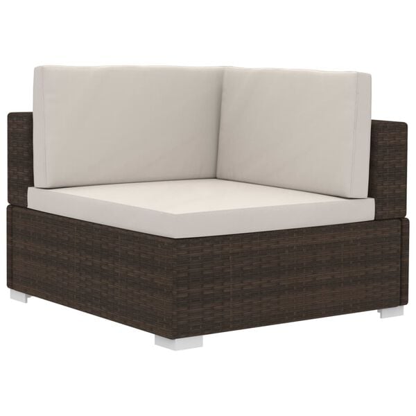 vidaXL Sofa Set Brown and cream white PE rattan and powder-coated steel