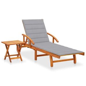 vidaXL Sunlounger With Table Acacia Wood Solid Acacia wood Large