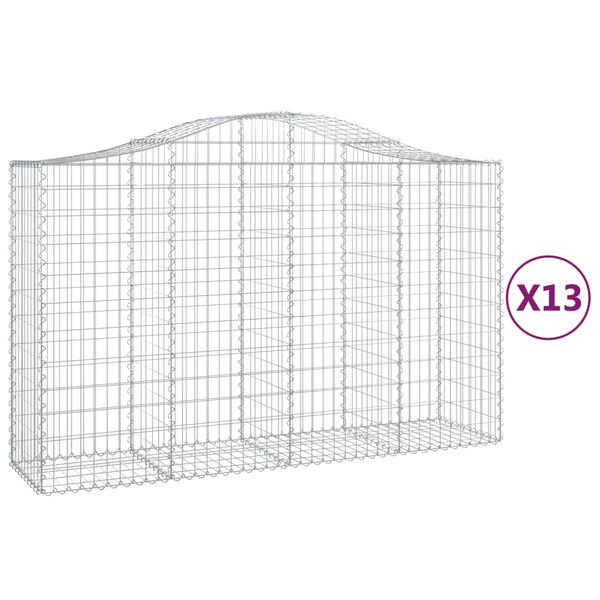 vidaXL Gabion Basket Set of 13 Silver Galvanized iron Large Durable