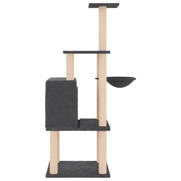 vidaXL Cat Tree Dark Grey Engineered wood, Plush, Sisal Tall Cat Trees