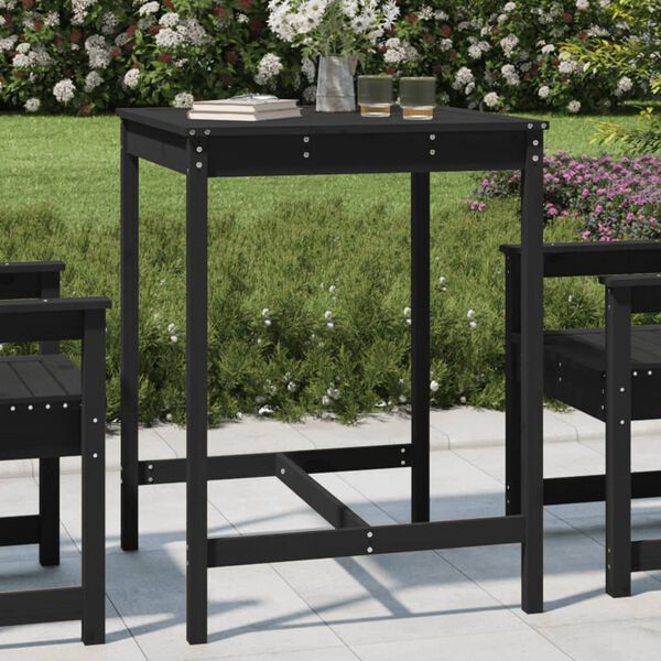 vidaXL Garden Table Black Solid Pine Wood 32.5 x 32.5 x 43.3 in Durable