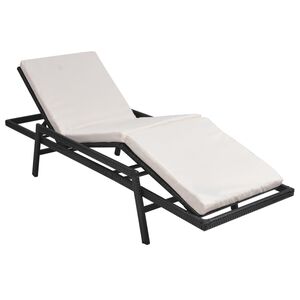vidaXL Sunlounger Black PE Rattan Standard Adjustable Footrests