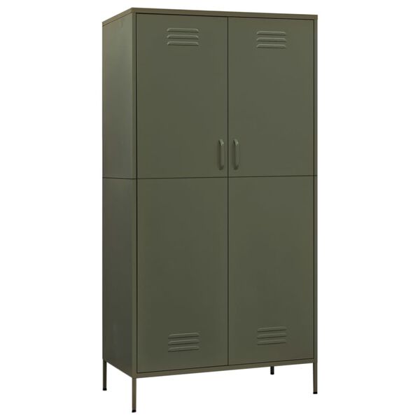 vidaXL Wardrobe Olive Green 35.4"x19.7"x70.9" Steel