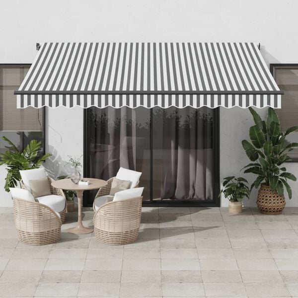 vidaXL Retractable Awning Gray and White