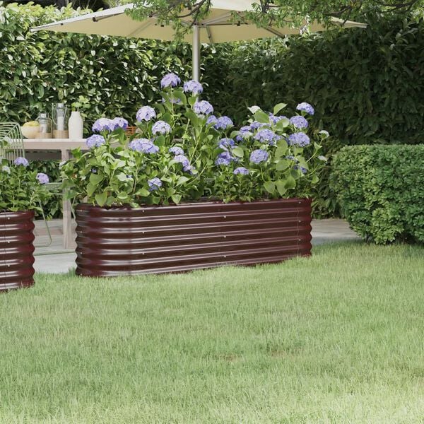 vidaXL Garden Raised Bed Brown Powder-coated steel