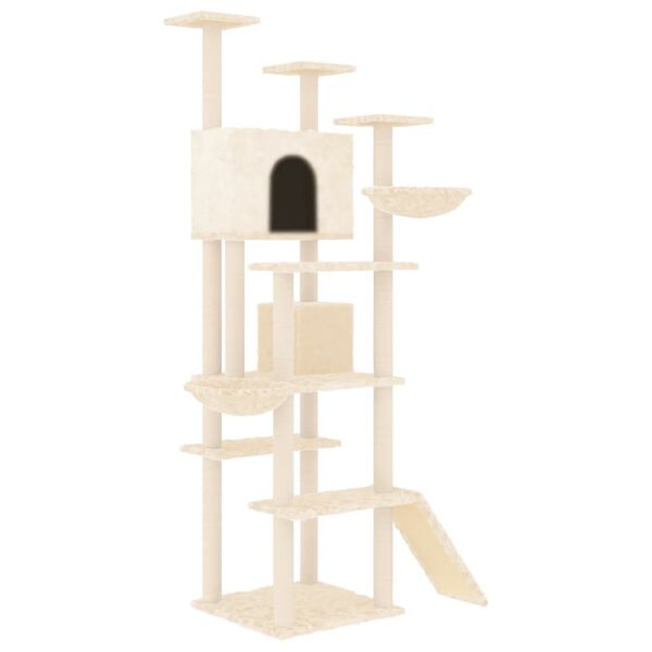 vidaXL Cat Tree Cream Engineered wood, plush, sisal Large Modern