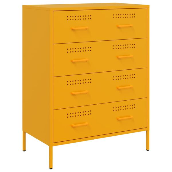 vidaXL Sideboard Mustard yellow Steel 26.8 in x 15.4 in x 35.0 in