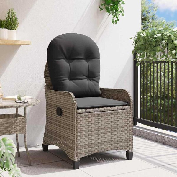 vidaXL Recliner Chair Gray 56 x 66 x 95cm poly rattan