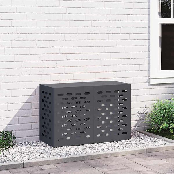 vidaXL Air Conditioner Cover Anthracite 35.43 x 15.75 x 23.62 in Steel
