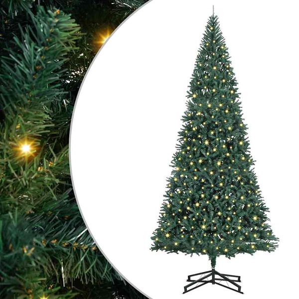 vidaXL Artificial Pre-lit Christmas Tree Green 196.85 in PVC