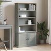 vidaXL Bookcase Grey Solid pine wood, engineered wood, metal Tall
