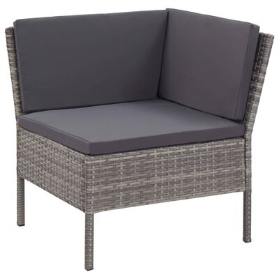 vidaXL 8 Piece Patio Lounge Set with Cushions Poly Rattan Gray