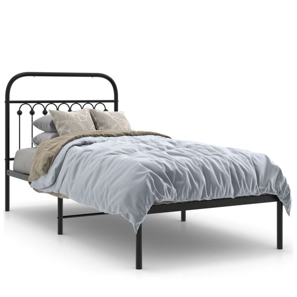 vidaXL Bed Frame Black Steel Twin Bed Frame Rectangular Durable