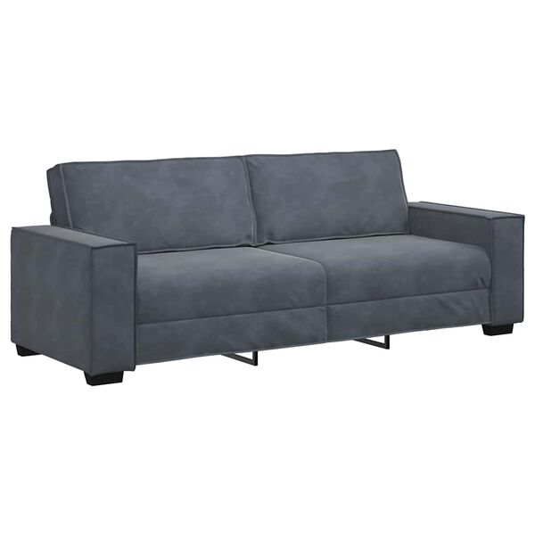 vidaXL 3-seater Sofa Dark grey Velvet, Plywood, Solid wood, Metal 3-seater