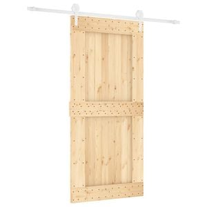 vidaXL Sliding Door with Hardware Set 37.4x82.7" Solid Wood Pine