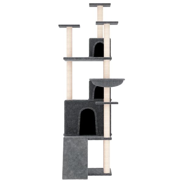 vidaXL Cat Tree Dark Grey Engineered wood, plush, sisal Height of 69 in.