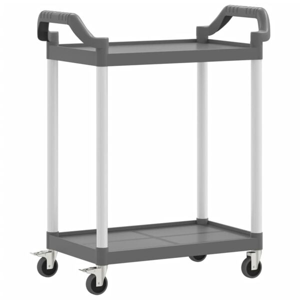 vidaXL 2-Tier Trolley Gray 31.9"x16.1"x36.2" Aluminum
