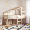 vidaXL Kid's Bed Roof Natural Wood Solid pine wood 74 in x 32 in x 44.5 in