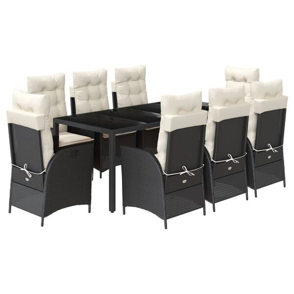 vidaXL Garden Dining Set Black, Cream White