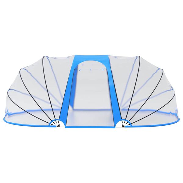 vidaXL Pool Dome Transparent with blue detailing PVC Large Collapsible