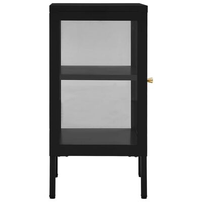 vidaXL Sideboard Black 15"x13.8"x27.6" Steel and Glass