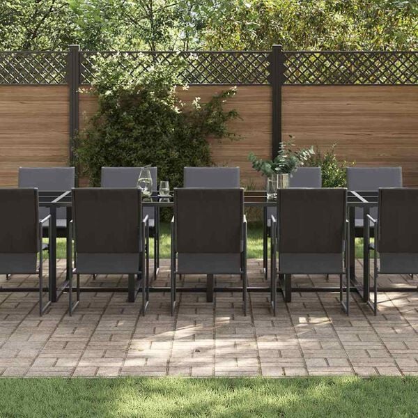 vidaXL Garden Dining Set 13 pcs Black Steel