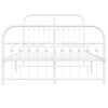vidaXL Bed Frame White Steel Small Double Bed Frame Rectangular