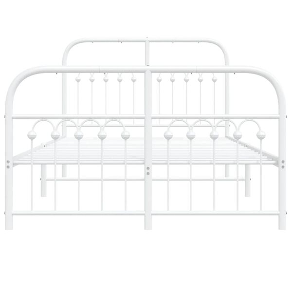 vidaXL Bed Frame White Steel Small Double Bed Frame Rectangular
