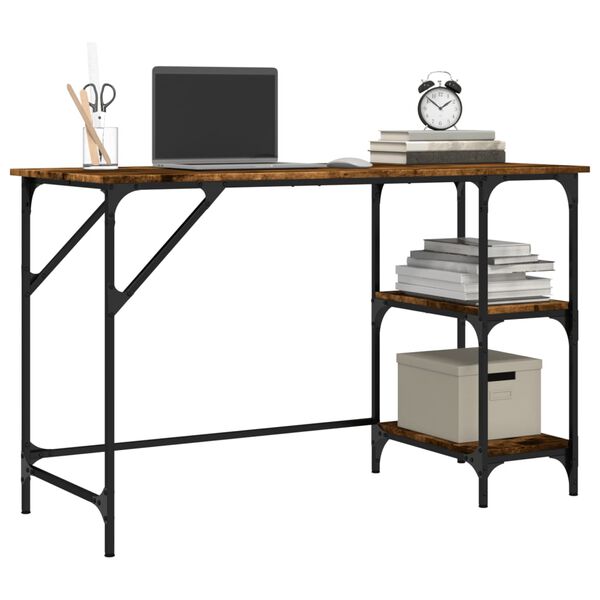 vidaXL Desk Smoked oak Engineered wood, metal Medium Adjustable Feet