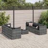 vidaXL Patio Lounge Set Set of 6 Grey PE Rattan 7 Piece Set