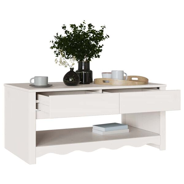 vidaXL Coffee Table Drammen White 99 x 55 x 45 cm Solid pine wood