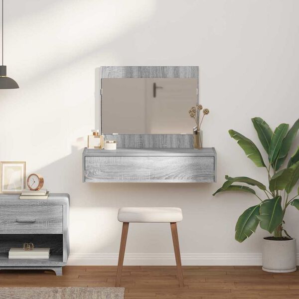 vidaXL Dressing Table Grey 32.68 x 15.75 x 27.56 in Engineered Wood