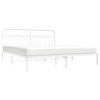 vidaXL Bed Frame White Powder-Coated Steel Full Bed Frame Rectangular