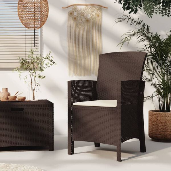 vidaXL Patio Chair with Cushion PP Rattan Brown