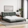 vidaXL Bed Frame Dark Gray Polyester, Solid Pine Wood, Plywood King