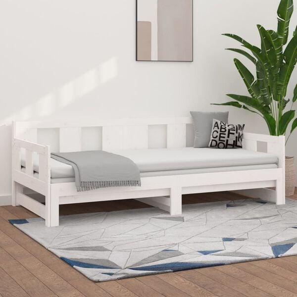 vidaXL Pull-out Day Bed White Solid pine wood 31.5 x 79.0 in