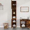 vidaXL Bathroom Cabinet Smoked Oak Engineered Wood and Solid Eucalyptus Wood