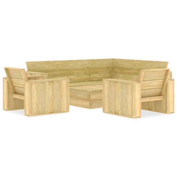 vidaXL Garden Lounge Set Natural Wood Treated Pinewood Large Durable