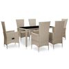 vidaXL Outdoor Dining Set Beige PE Rattan 29.5 x 59.1 in