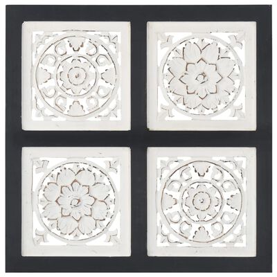 vidaXL Hand-Carved Wall Panel MDF 15.7"x15.7"x0.6" Black and White