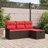 vidaXL Garden Sofa Set with Cushion 4 pcs Brown and Red Poly Rattan