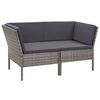 vidaXL Garden Lounge Set Gray Poly Rattan, Powder-Coated Steel, Polyester