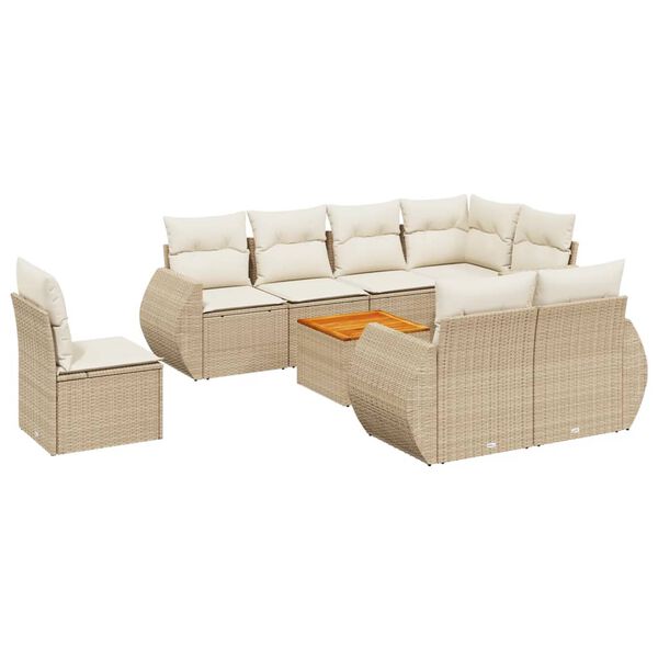 vidaXL Garden Sofa Set Beige PE rattan Large Modular Garden Sofa Set