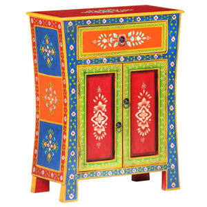 vidaXL Hand Painted Sideboard 23.6"x11.8"x29.5" Solid Mango Wood