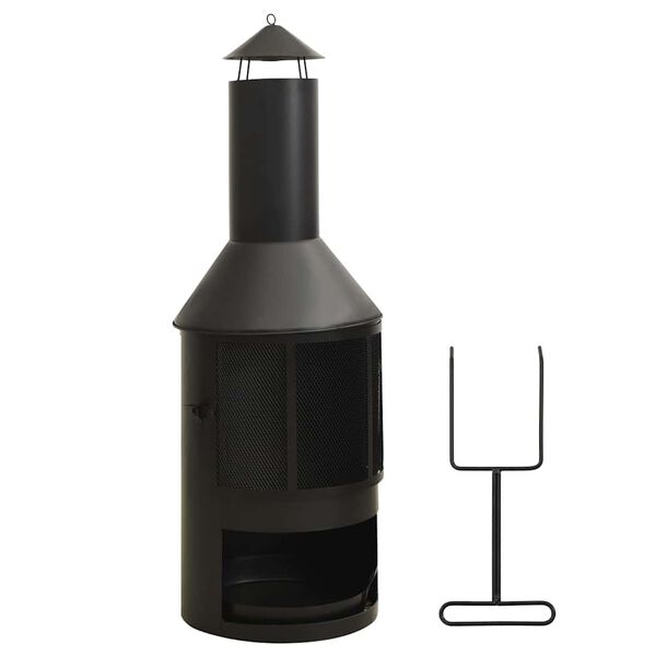 vidaXL Garden Stove with Grid and Poker 18.5"x18.5"x53.4" Steel